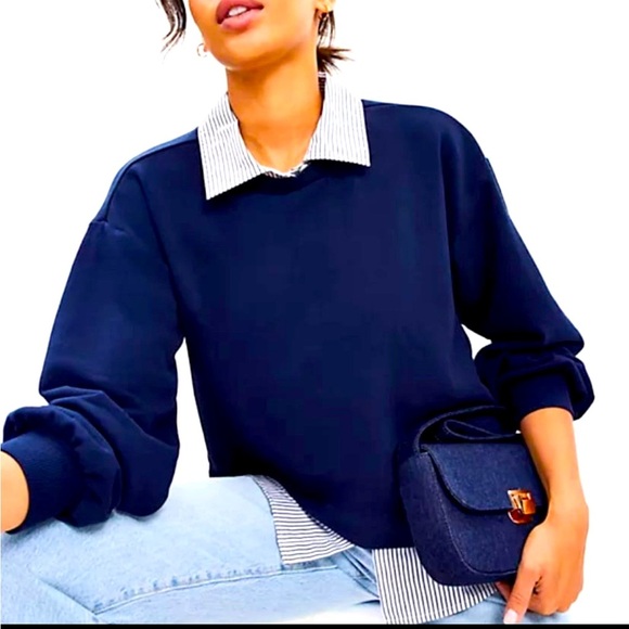 Anthropologie Maeve Layered Oversized Twofer Sweatshirt sm - Picture 1 of 7